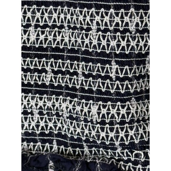 Forever 21 Top Womens Small Crop Tank Tube Blue White Casual Summer Tee Smocked - Picture 5 of 12